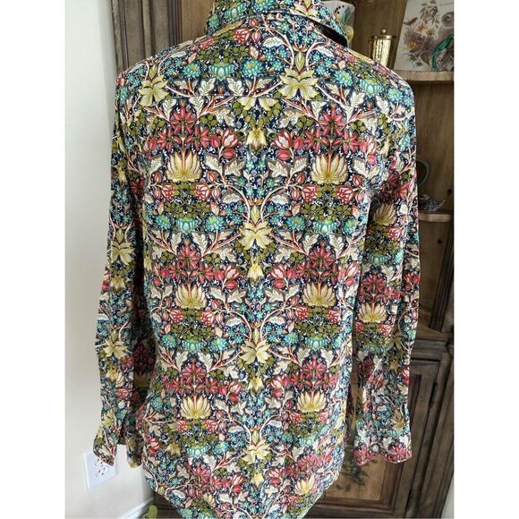 Garnet Hill Multi Colored Floral Button Up Shirt Collared - Picture 6 of 7